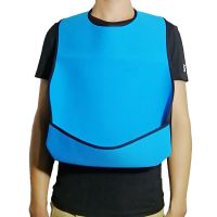 老人饭兜老年人吃饭围兜罩衣潜水面料立体防水大尺寸成人大人围嘴 蓝色