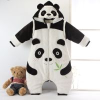 睡袋婴儿冬季加厚宝宝幼儿春秋分腿睡袋儿童秋冬款四季通用防踢被 【法兰绒加厚睡袋】熊猫 M码/适合0-1岁宝宝
