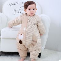 婴儿睡袋儿童宝宝睡觉护肚防踢被秋冬季加厚保暖小孩分腿冬天睡衣 小浣熊彩棉分腿睡袋(秋冬加厚款) M码(适合身高85cm内