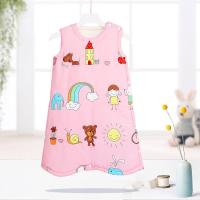 儿童背心式恒温分腿睡袋婴儿中大童加厚防踢被宝宝秋冬款夹棉睡衣 粉彩虹[前夹棉后无棉] 衣长70厘米(0-2岁)