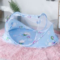婴儿蚊帐罩免安装可折叠宝宝防蚊床上蒙古包儿童新生小孩防摔有底 蓝兔蚊帐送棉枕和音乐包