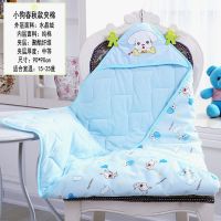 婴儿睡袋春秋冬2021新款可爱卡通加绒加厚宝宝防踢被外出推车被 春秋夹棉蓝色90*90 85CM(0-1岁)