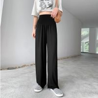 米度丽孕妇裤子外穿时尚冰丝阔腿裤夏季宽松直筒休闲打底裤孕妇装 网红莱卡阔腿裤-黑色 M