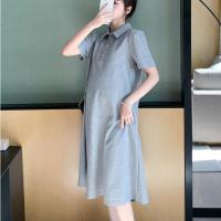 孕妇装2021年夏孕妇连衣裙时尚长款棉质宽松显瘦中长款孕妇连衣裙 8109#灰色 M