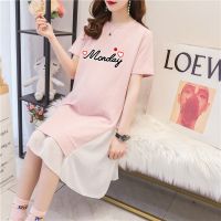 哺乳连衣裙夏季短袖辣妈哺乳装外出时尚夏装产后可喂奶孕妇连衣裙 208心心相印粉[不可哺乳] M码建议75-98斤