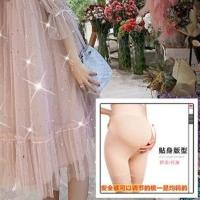 2021新款孕妇装夏装网纱连衣裙夏季潮妈洋气中长款遮肚子孕妇裙子 肤色安全裤 M