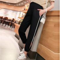 孕妇裤子束脚工装宽松春夏季薄款显瘦时尚阔腿裤萝卜九分休闲裤 银边款黑色 M