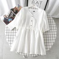孕妇装春夏装夏天衬衣上衣 可哺乳时尚宽松遮肚腰带V领衬衣可喂奶[7月28日发完] 白色(短袖) M[85-110斤]