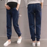 孕妇裤子夏季薄款外穿时尚春夏天潮孕妇牛仔裤大码打底裤长九分装 102款深蓝色 M