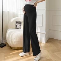 冰丝孕妇裤子外穿夏季薄款春夏打底裤春秋款阔腿裤春季孕妇装夏装 黑色 M(80-110斤)