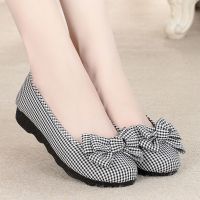 春秋季老北京布鞋女鞋平底防滑单鞋休闲工作鞋孕妇妈妈鞋豆豆鞋子 A-W18黑色 35 送鞋垫