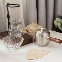 挂耳咖啡手冲壶长嘴壶木柄不锈钢滴漏意式咖啡壶套装咖啡器具|[组合]手冲咖啡套装A2壶1架1滤送滤纸