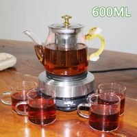 电热炉电茶炉咖啡炉可调温保温节能电炉500w不挑锅烧金属壶玻璃壶|5档升级款+600ML吉祥壶+杯X4