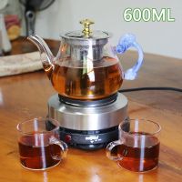 电热炉电茶炉咖啡炉可调温保温节能电炉500w不挑锅烧金属壶玻璃壶|5档炉+600ML蓝玉吉祥壶+杯X2