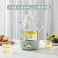 养生壶家用多功能小型mini玻璃煮茶器炉老白茶黑茶专用煮茶壶 1人|[机械款]浅绿1.8L双杯套装