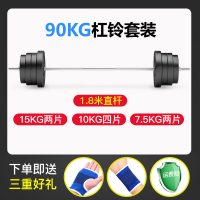 杠铃套装男士健身家用深蹲直杆曲杆举重器材扛铃哑铃套装两用组合|[90kg杠铃套装]配1.8m直杆(送手套护腕)