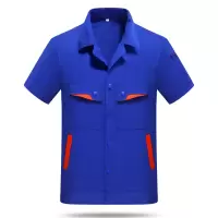 撞色夏季短袖工作服套装+三色可选