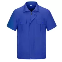 纯色100%纯棉夏季短袖工作服套装+三色可选
