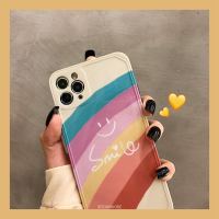 涂鸦彩虹笑脸适用于12pro手机壳iphone11max硅胶12mini韩风xr小清新网红女款全包相框边保护套