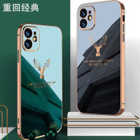 适用于12手机壳一鹿有你iphone12mini镜头保护max薄电镀潮男女全包防摔12pro方形直边软壳情侣时尚