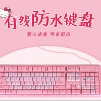 kitty有线键盘粉色女生可爱笔记本台式一体机电脑usb键盘鼠标