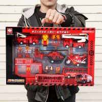 乐加酷 儿童玩具回力小车车城市工程消防车套装创意模型男孩小汽车