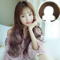 假发女梨花卷大波浪假发U型假发片渐变化纤半头套|(大波浪)自然黑染青木亚麻灰60CM