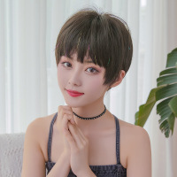 假发女短发头套式彩带闪丝波波头自然新式发套bobo头时尚假发|冷棕色-彩色闪耀28CM