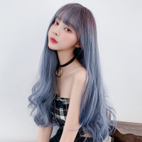 假发长卷发女轻薄质感头套时尚空气刘海仿真大头皮发套女|蜂蜜布丁(头顶染黑)68CM