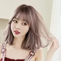 假发女短发梨花头齐肩整顶发套自然蓬松锁骨发卷发内扣|冷棕色36CM