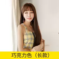 假发女长直发圆脸锁骨发长发气质修脸长卷发大波浪可爱中长发|[长款]巧克力色