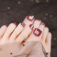 脚指甲贴片夏天半透豆沙紫显白美甲甲片泫雅小花脚趾甲成品假指甲|S660[胶水款]短款脚甲