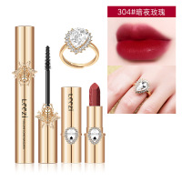 之戒口红睫毛膏套盒哑光雾面唇膏防水不易晕染彩妆套装|304#暗夜玫瑰+睫毛膏