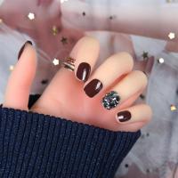 矿银色钻甲片成品纽约风暴美甲贴成品穿戴闪日式假指甲贴片|S494[胶水款]短款