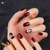 婚礼美甲贴新娘带钻石假指甲贴片结婚可穿戴拆卸镶钻甲片成品|S479[胶水款]中长款