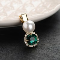 复古祖母绿色系珍珠水钻发夹边夹刘海夹成人头饰发卡鸭嘴夹一字夹