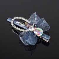 水钻蝴蝶结鸭嘴夹气质淑女侧边夹网纱刘海夹发卡成人顶夹头饰