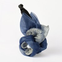 韩版百搭带齿防滑绢纱布艺花朵香蕉夹后脑勺盘发马尾发卡成人竖夹