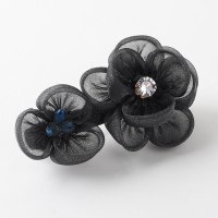 发夹后脑勺盘发顶夹双花朵水钻弹簧夹发卡成人半扎发一字夹头饰女