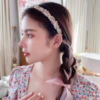 苏发箍女百搭外出水钻头饰耳环一体头箍后挂式森系仙发卡发饰