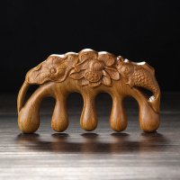 按摩梳绿檀木梳通头部经络梳子按摩女士面部头皮防大宽齿脱发