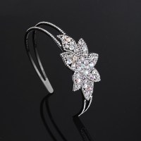 带齿防滑卡子发箍双排水钻花朵发夹简约气质宽边压发成人头箍