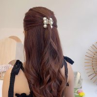 苏抓夹后脑勺半扎发发夹珍珠发卡优雅气质毛绒小号发抓