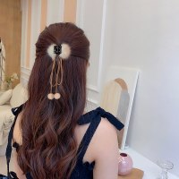 苏抓夹后脑勺半扎发发夹珍珠发卡优雅气质毛绒小号发抓
