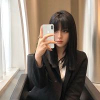 假发女短发修圆脸一刀切气质漫画齐刘海中长直锁骨发全头套式