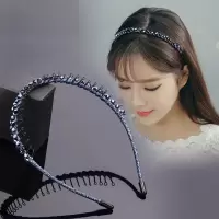 发箍女水钻带齿头箍夹子简约压发防滑发夹成人发卡水晶短头饰