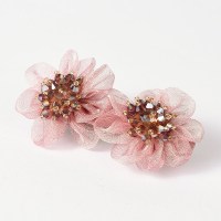 日韩百搭水晶绢纱花朵弹簧夹后脑勺顶夹优雅盘发一字夹马尾夹发饰