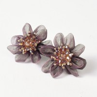 日韩百搭水晶绢纱花朵弹簧夹后脑勺顶夹优雅盘发一字夹马尾夹发饰