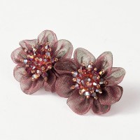 日韩百搭水晶绢纱花朵弹簧夹后脑勺顶夹优雅盘发一字夹马尾夹发饰