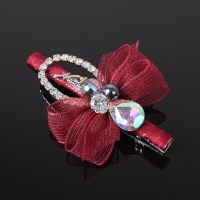 水钻蝴蝶结鸭嘴夹气质淑女侧边夹网纱刘海夹发卡成人顶夹头饰